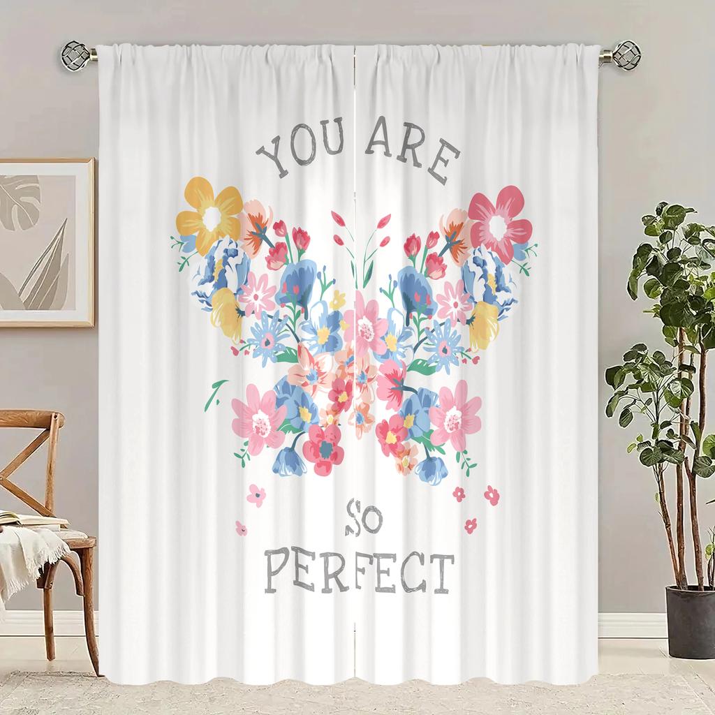 Print Curtains Piece Polyester Set Bedroom Living Room Study Window Treatment Curtain Made Of Washable Great Ready