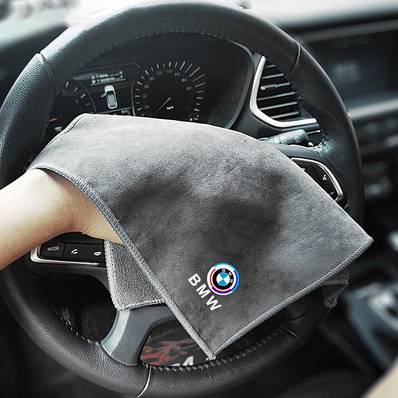 Microfiber Car Wash Towel Drying Cloth Cleaning Brush For BMW 50th Anniversary 1 3 5 7 Series F20 G30 G20 E87 E92 E91 E30 F11 X1 EB1