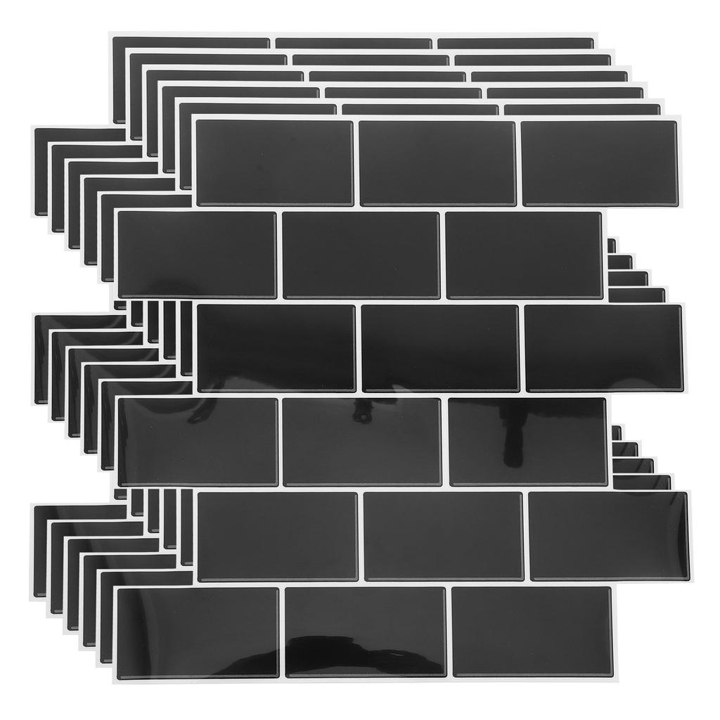 6Pcs Peel and Stick 3D Subway Tile Sticker Sheets,Black Waterproof PVC Self-Adhesive Wall Panels,Easy DIY Backsplash for Kitchen