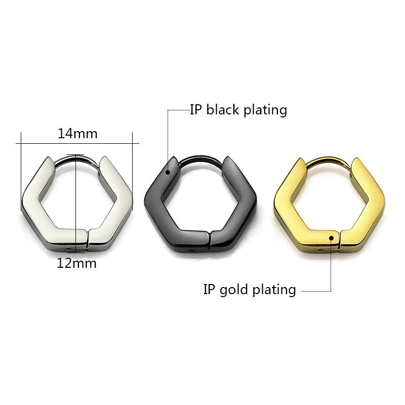 Surgical 316L Stainless Steel Heart Square Rectangular Geometric Stud Earrings For Women Men Boys and Girls Body Piercing Huggie