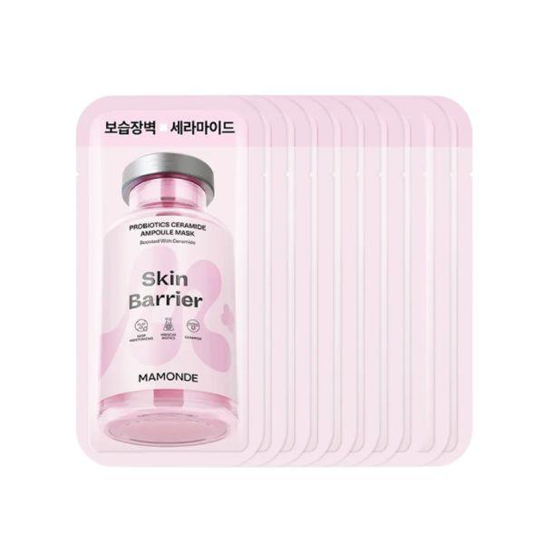 Mamonde Probiotics Ceramide Ampoule Mask Barrier Strengthening & Deep Moisturizing Care 10 Sheets