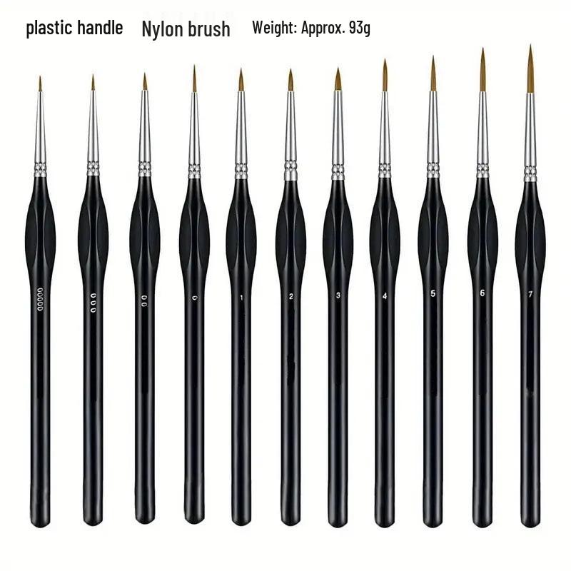 Set Pennelli Liner Triangolari Pelo di Lupo - Set da 11 Pezzi Pennelli Ultra-fini in Nylon per Acquerello e Contornatura