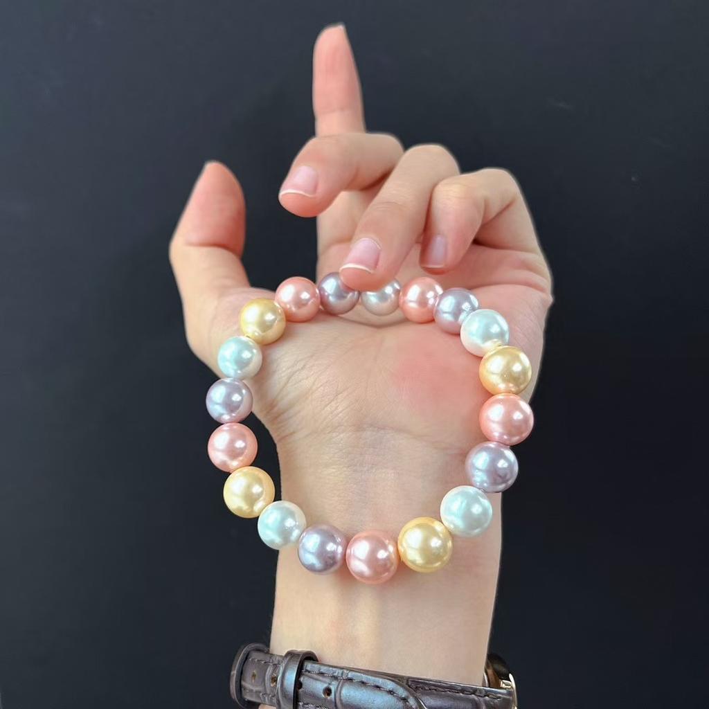 Vintage Morandi Color High Quality Strong Highlight Imitation Pearl Bracelet Bracelet
