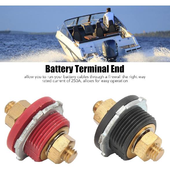Battery Terminal Connector, Pack of 2 3/8in Thru Panel Battery Terminal Connector 250A Positive Negative Junction Stud Post for Cars RVs Ships Yachts