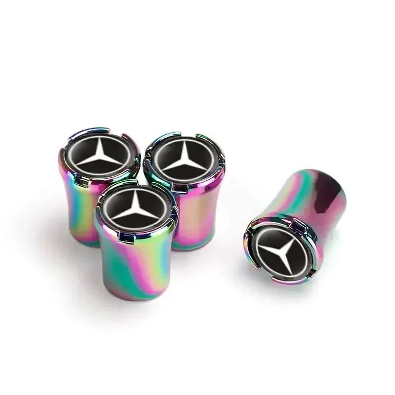 

C200 E200 New 2025 For Mercedes Benz 4Pcs Car Tire Wheel Valve Caps Tire Tyre Rim Stem Cover Colorful For Mercedes Benz CLK GLB