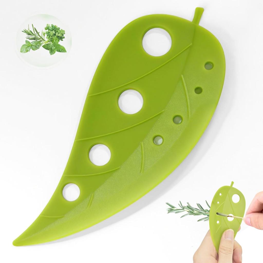 Herb Stripper 8 Holes with Herb Cutter, Kitchen Herbs Leaf Stripping Tool, Herb Stripper Tool, Herb Leaf Peeler for Collard Greens Thyme Basil