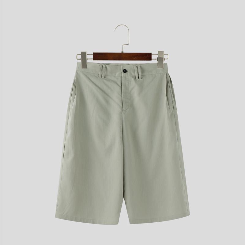 

INCERUN Men Zipper Capri Casual Loose Wide Leg Short Pants Shorts S зелёный