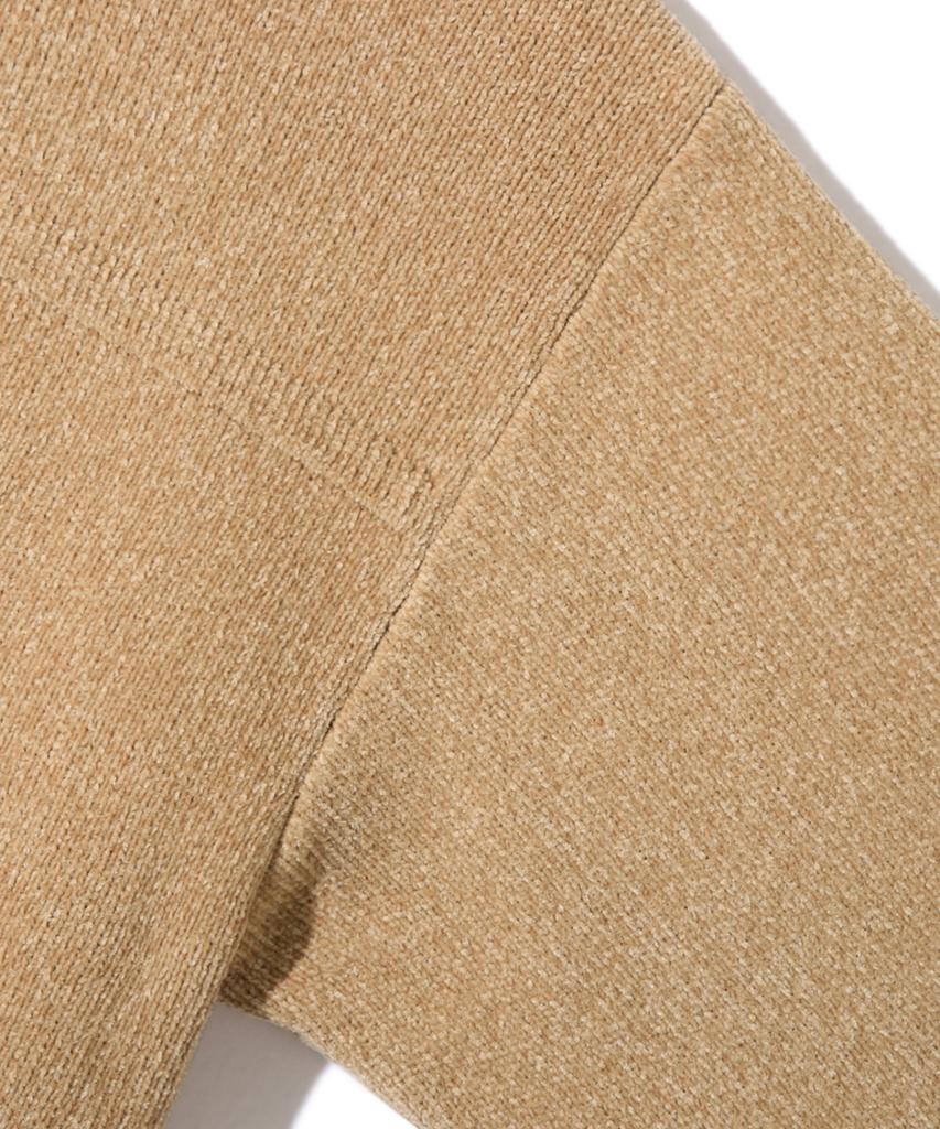 TRILLION Color Work Collar Zip-Up Knit Jacket [Beige]