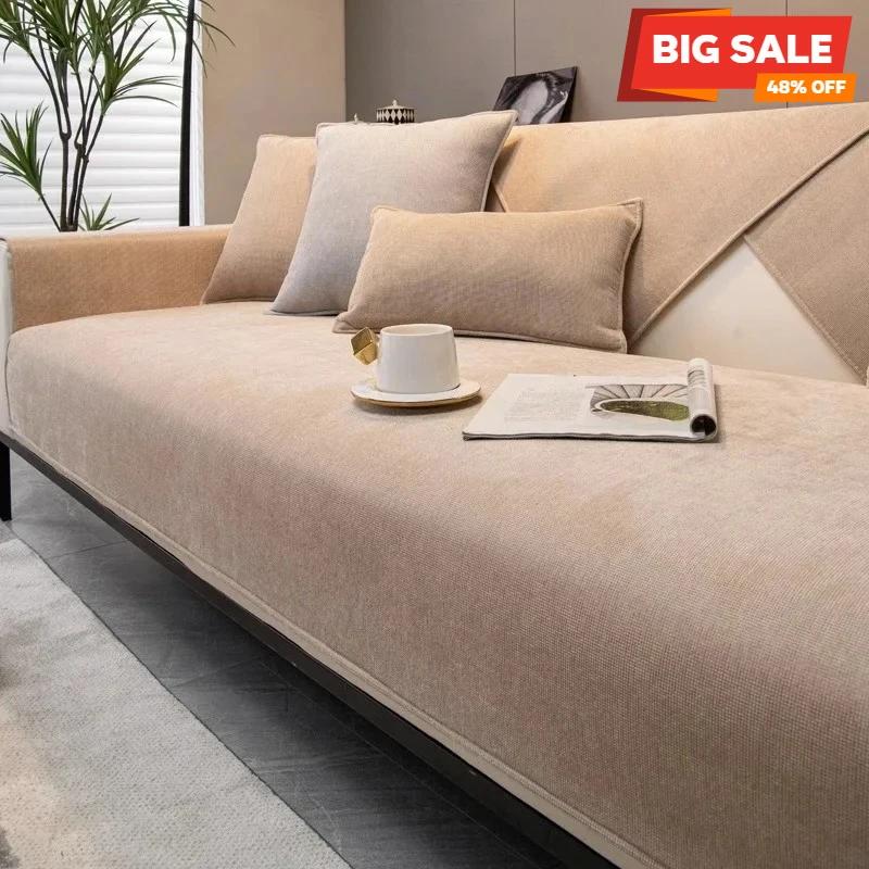 

Minimalist Thickened Chenille Sofa Mat L-Shape Slipcover Solid Color Four Season Chaise Longue Couch Cushion for LivingRoom Home 70x70cm светло-коричневого