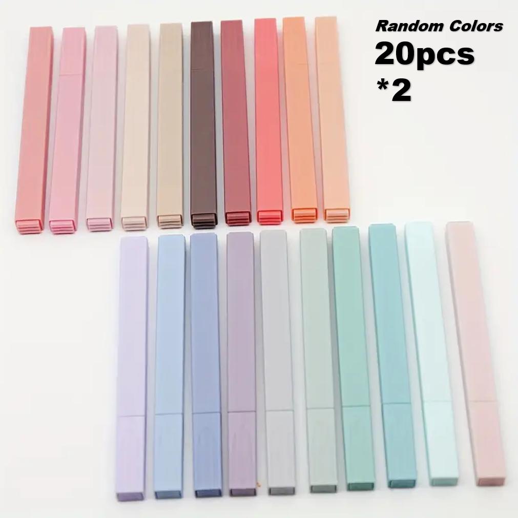 Pastel Morandi Square Highlighter Markers, Aesthetic Chisel Tip Highlighter Marker Pens No Bleed & No Smear for Highlighting