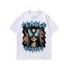 Unisex Distressed Graphic Tee Punk Rock Streetwear Cotton T-Shirt Loose Fit Round Neck Short Sleeve