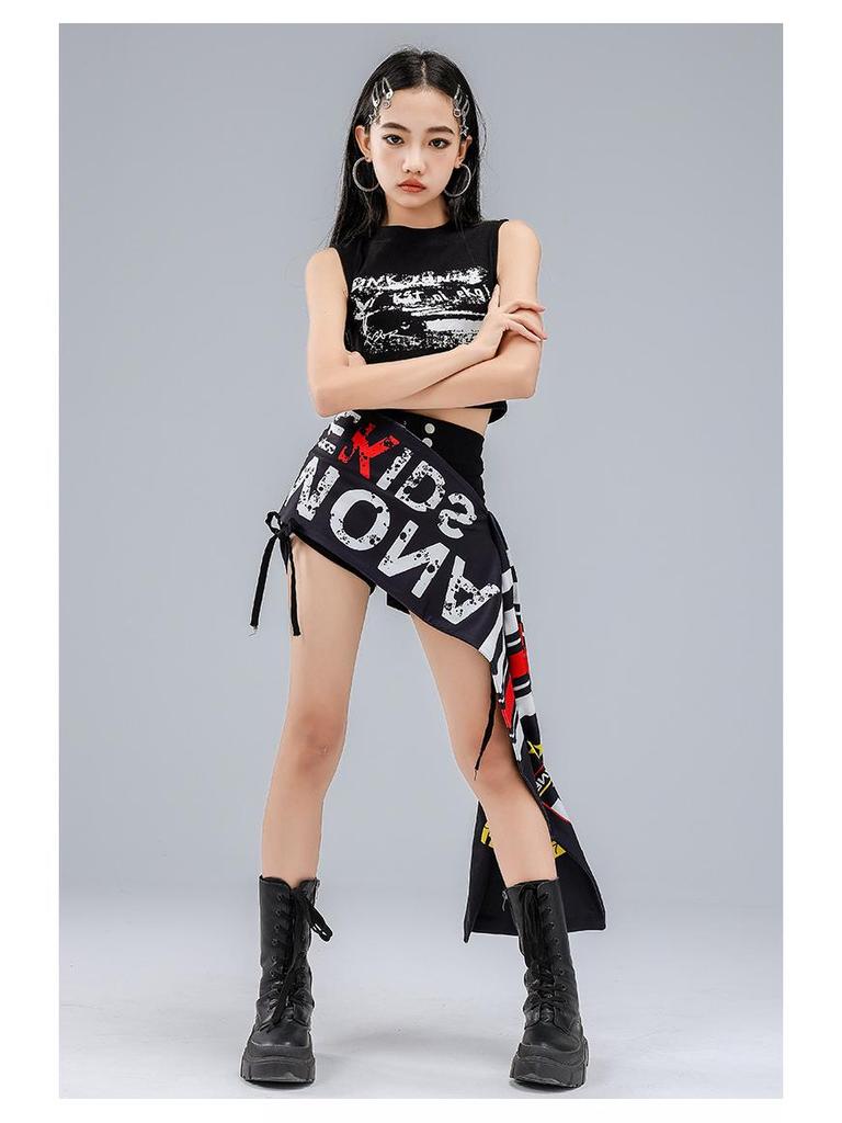 Jazz-Tanzkostüm-Set für Mädchen: 2025 Frühling/Sommer Ärmelloses Crop-Top & Taillenbund-Shorts