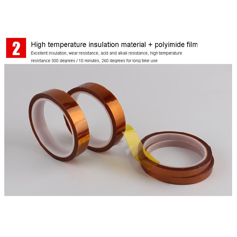 10M Hochtemperatur-Klebeband Hitzebeständiges Polyimid Doppelseitiges Kapton-Klebeband 0,1 mm DickePinstriping-Klebeband 3