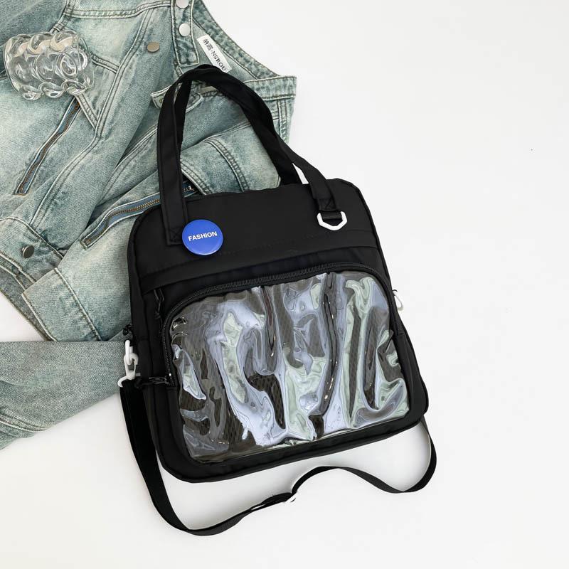 

Повседневная сумка через плечо повседневная прозрачная детская сумка через плечо холст большой емкости кампус езда на работу чёрный