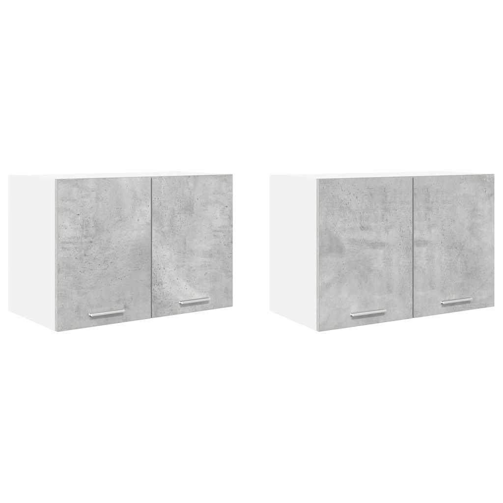 Wall Mounted Cabinet with Door 2 pcs Concrete Grey and White 60 x 31 x 40 cm