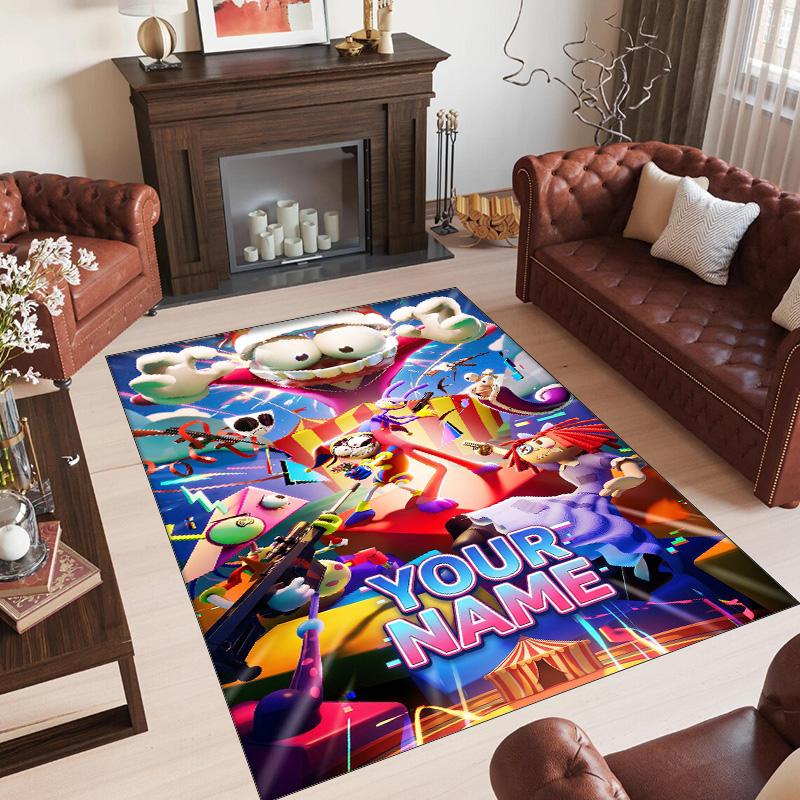 Personalized Crystal Velvet Carpet Custom Name Text,The Amazing Digital Circus Anti Slip Area Rug For Home Decoration