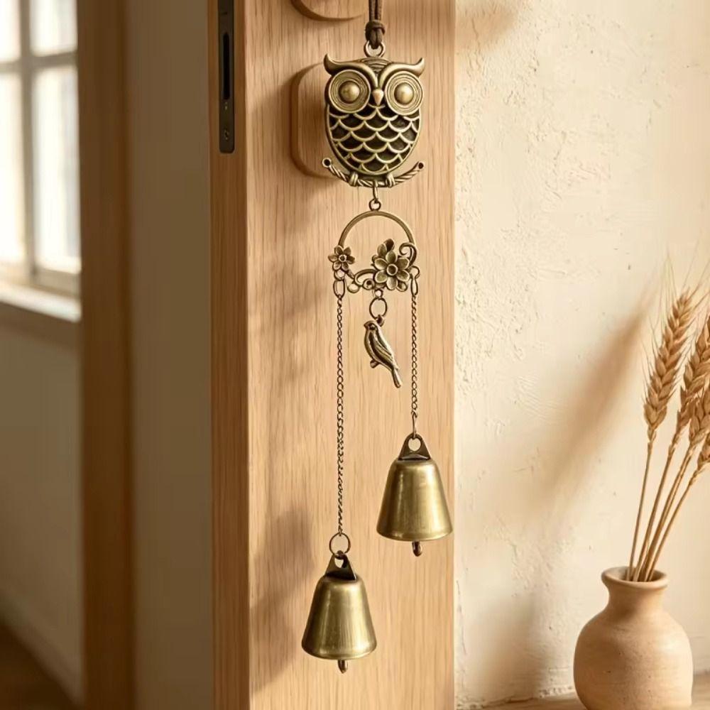 Metal Wind Chime Owl Hanging Ornament Metal Decorative Pendant Durable Hanging Ring  Home Decor