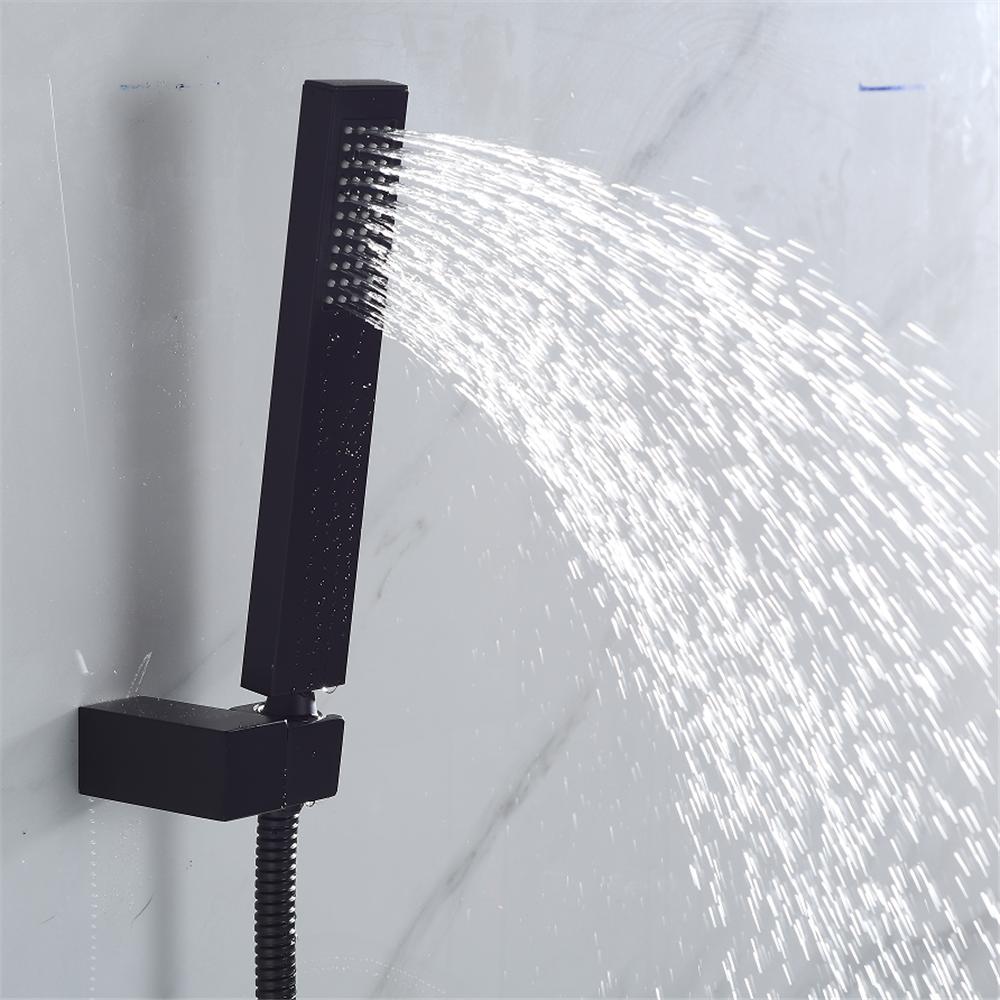 Tuqiu Badewannen-Duschset Wandmontiert Gold/Schwarz Drehbarer Badewannenhahn Badezimmer Wasserfall Bad- und Duschmischer Messing