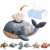 Quilted Sea Animal Tissue Box DIY Kit Ocean Animal Patchwork Sewing Kit Quilted Tissue Box Cover DIY Craft for Women Beginners