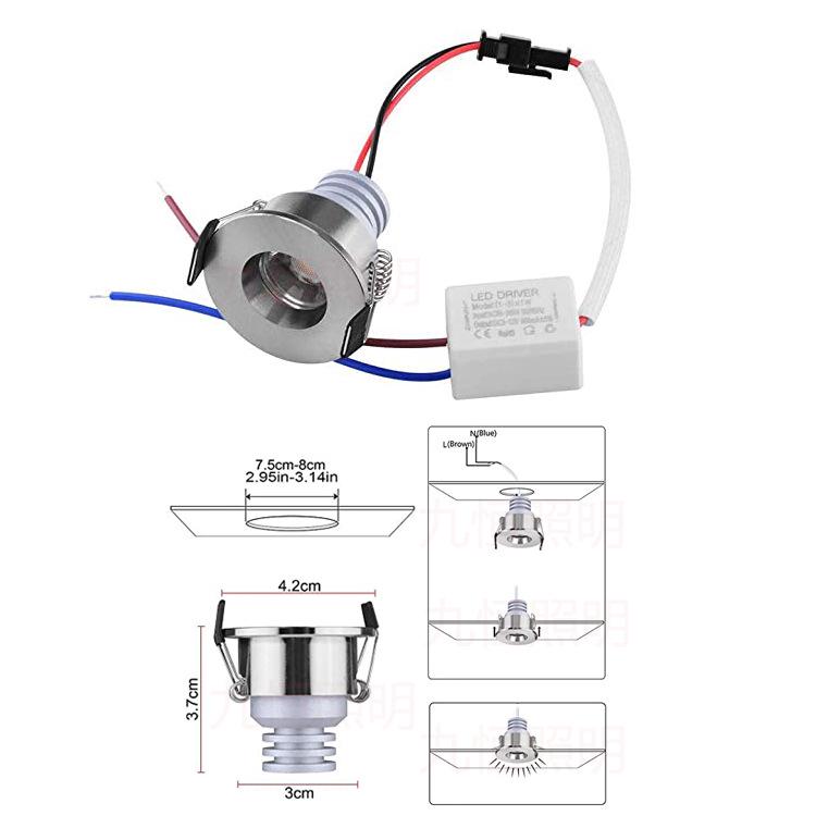 Mini LED Recessed Spotlight for Jewelry/Wine Display, 3cm-4cm Opening, Bullseye/Starry Sky Design