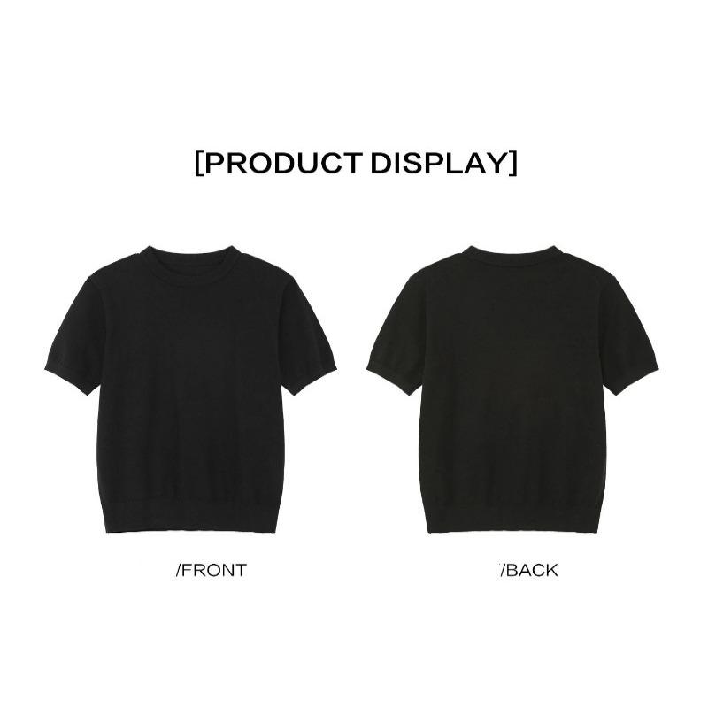 Mens Solid Color Loose Casual Short Sleeve Knit T Shirt