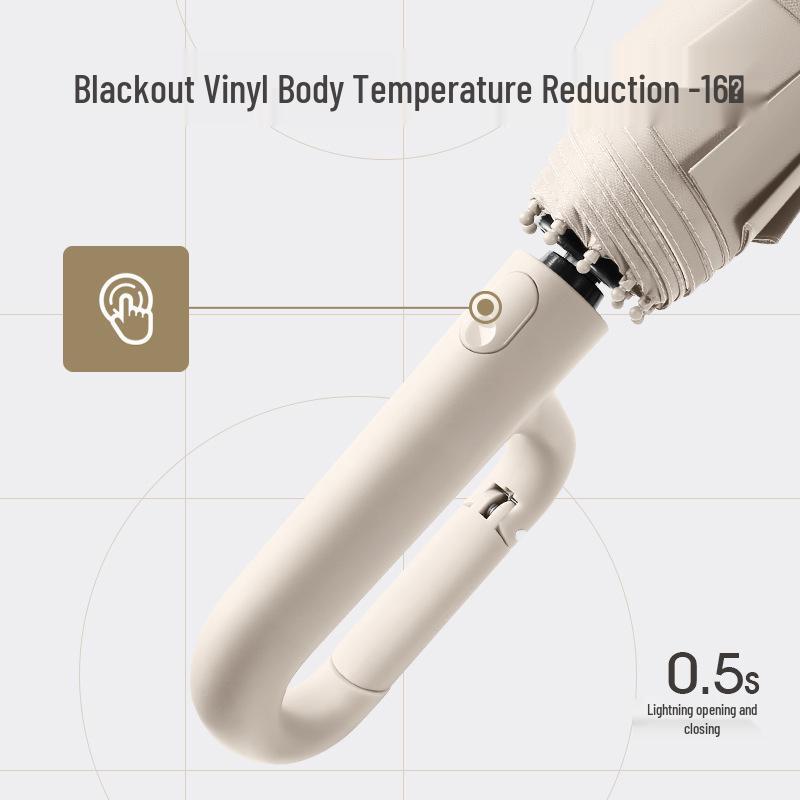 Windproof Buckle Umbrella: Automatic Sun & Rain Protection for Men & Women, Compact Folding Design
