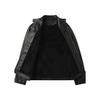 Winter new men's business gentleman fleece thickened zipper cardigan stand-up collar large size leather jacket men