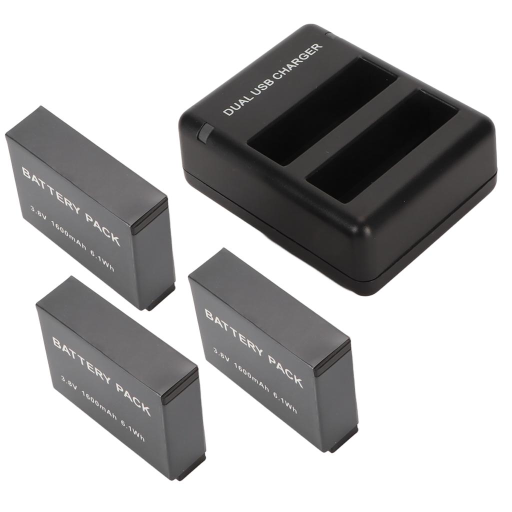 Camera Charger and Battery Dual Channel USB Camera Battery Charger and 3 Pack 1600mAh 3.8V