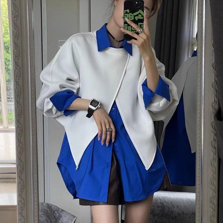 Lös sommarskjorta Koreansk stil Solskydd Enfärgad Casual blus för kvinnor Premium lagerplagg