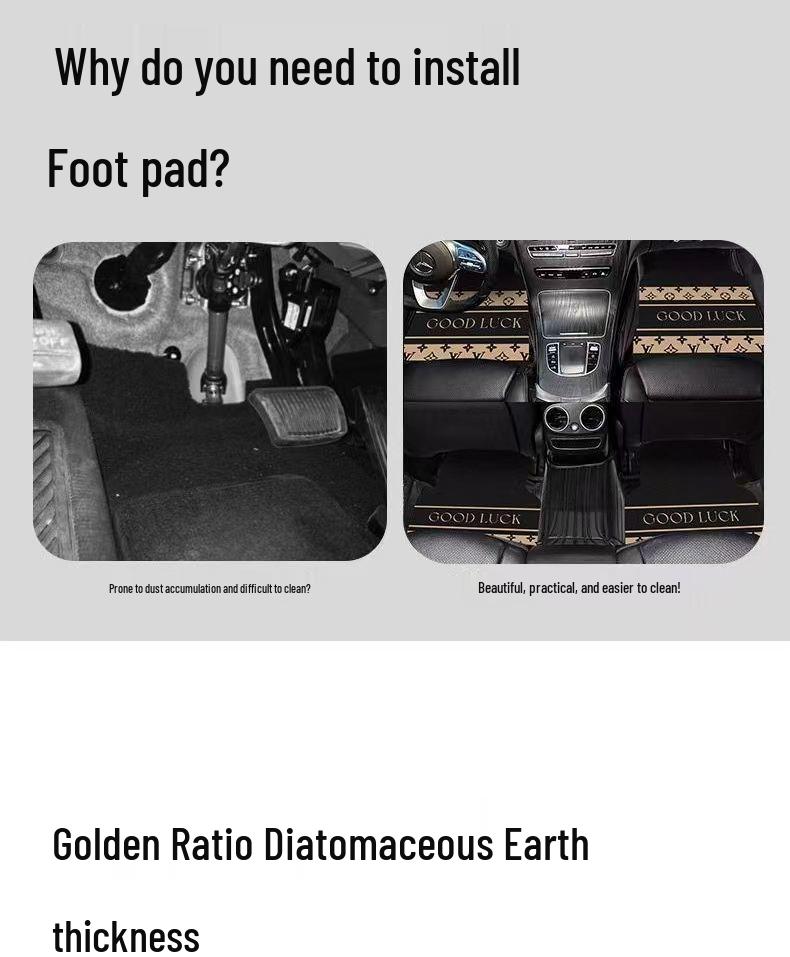 Diatomaceous Earth Car Mats: Absorbent, Wear & Stain-Resistant, Removable, Decorative, Universal Fit