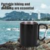 Taza de acero inoxidable de 220 ml, taza de doble capa para acampar, viajar, asa con mosquetón, mochileros, senderismo, tazas portátiles para exteriores, taza de té y café