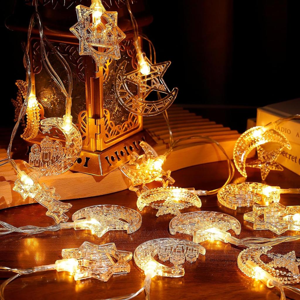 EID Mubarak LED Moon Star Light String Ramadan Decoration 2025 for Home Ramadan Kareem Islamic Muslim Party Supply Eid Al-fitr
