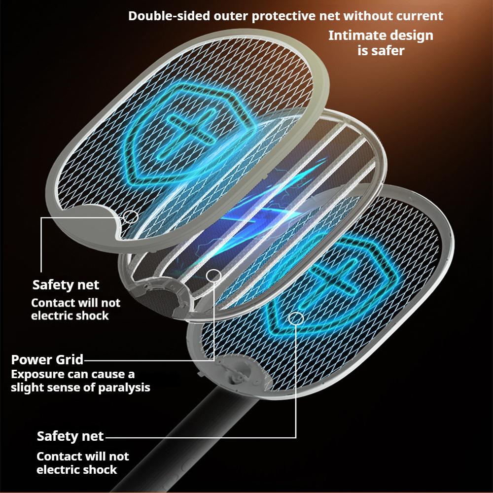 3000V Foldable Electric Mosquito Killer USB Rechargeable Fly Trap Mosquito Swatter Racket Insect Killer With UV Light Bug Zapper