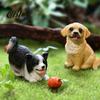 Decorative Resin Statues Cute Puppy Figurine, Ornament for Desk And Car Decor, Small Garden Realistic Dog Figurines, Miniature Animal Statue