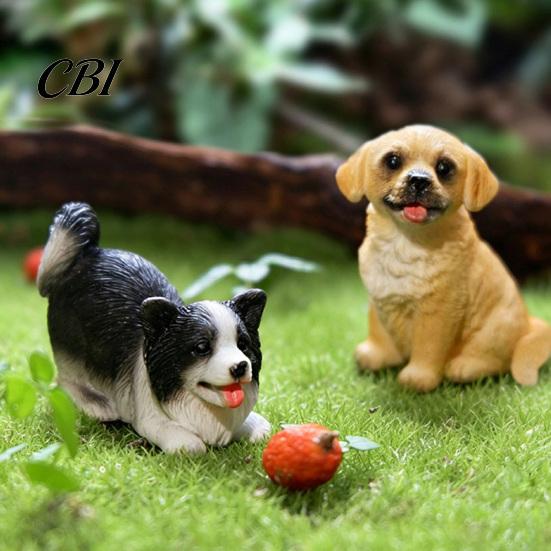 Decorative Resin Statues Cute Puppy Figurine, Ornament for Desk And Car Decor, Small Garden Realistic Dog Figurines, Miniature Animal Statue