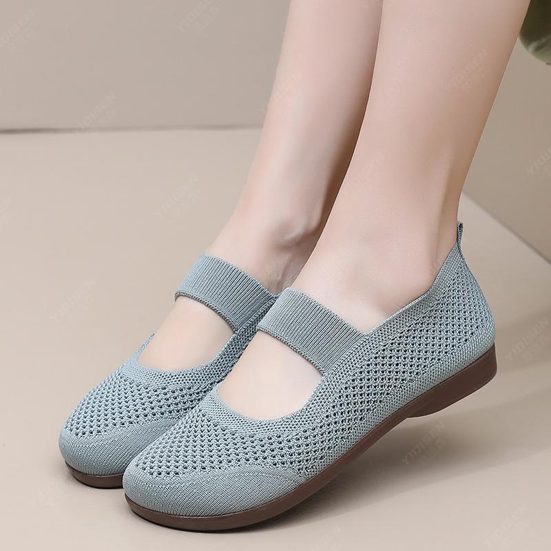 women's shoes summer 2025 ladies shoes fashion Lightweight soft bottom flat - soled single shoes Nude shoes on-slip Net shoes