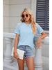 2024 Women's Solid Color Lace Splice Round Neck Short-Sleeve T-Shirt