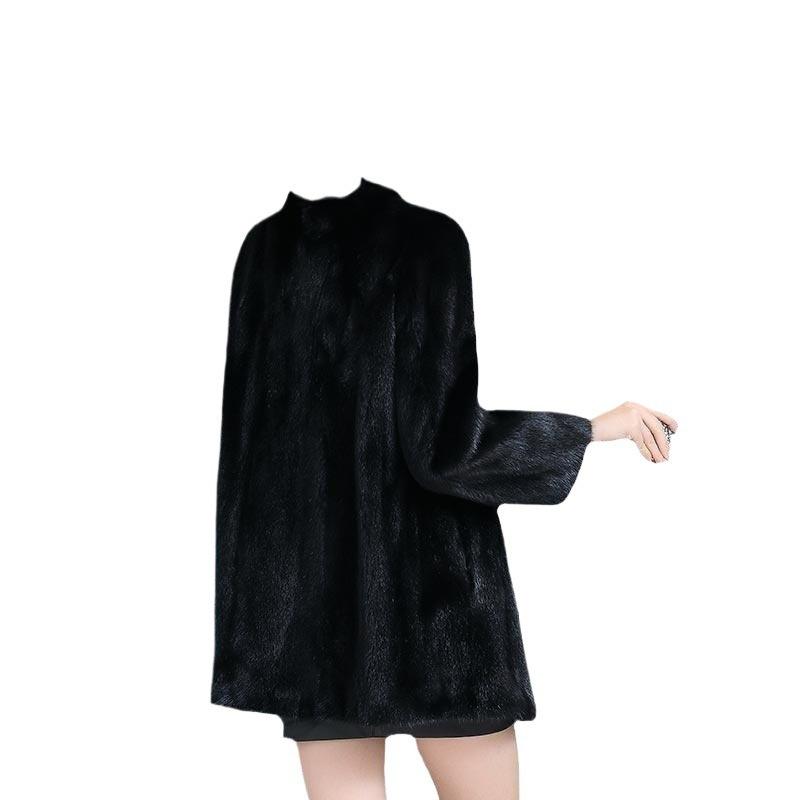 Imitation mink coat women's thickened medium and long imitation mink velvet loose hooded jacket large size mother outfit