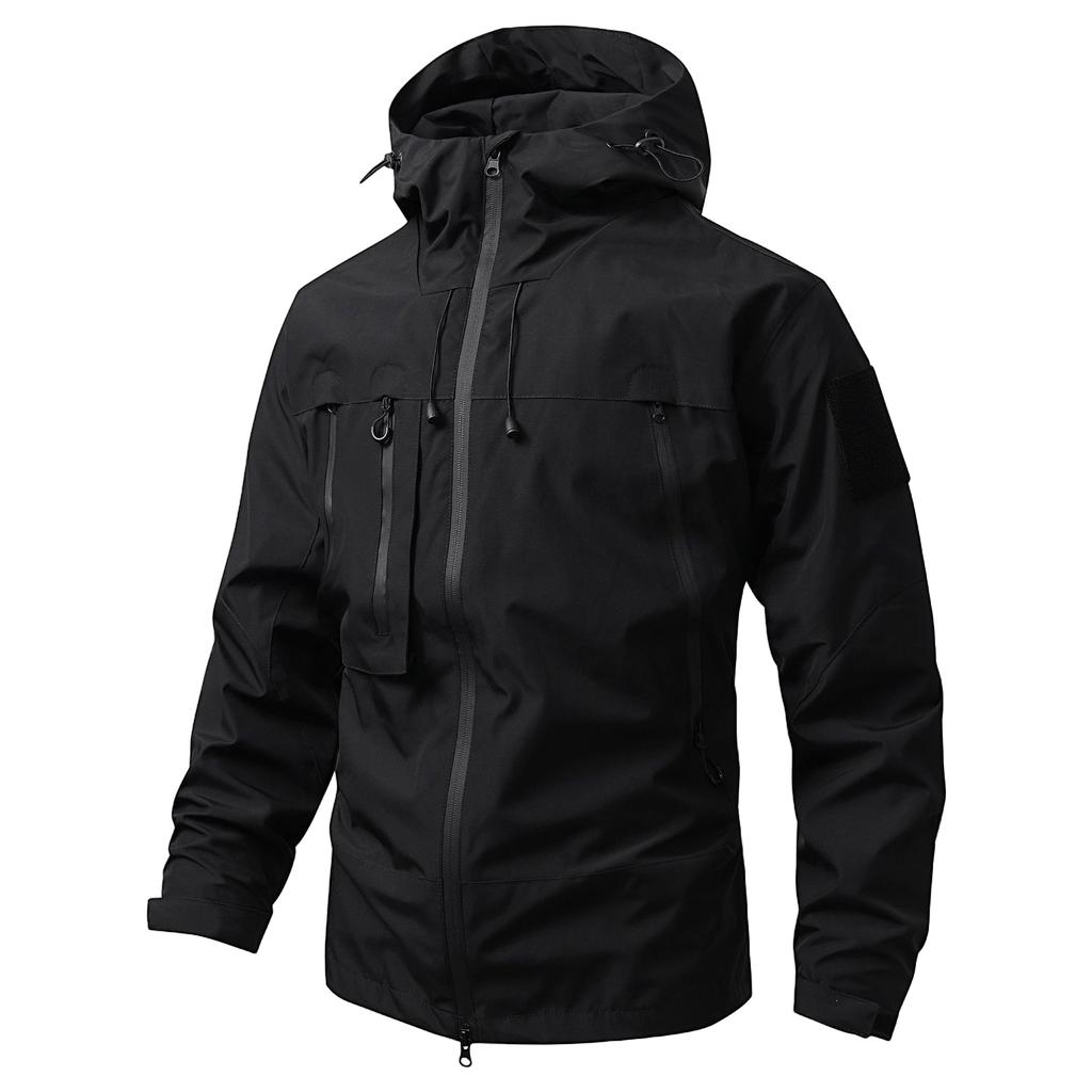 Men's Color Outdoor Workwear Casual Loose Zipper Pocket Warm Long Sleeved Hooded Jacket