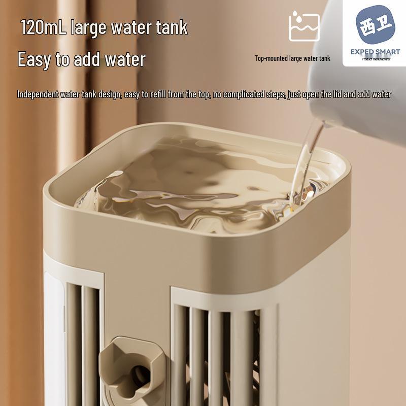 USB Mini Desktop Air Cooler & Night Light: Water-Cooled, Indoor Fan with Dormitory Spray Function