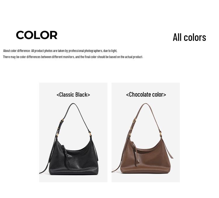 Qiu Zhen Genuine Leather Double Ear Hobo Bag - Retro Large Capacity Shoulder & Crossbody for Women