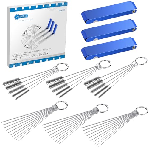 AUTOUTLET Carburetor Cleaner 84-Piece Tool Set 39 Wire Brushes + 30 Cleaning Needles + 15 Cleaning Brushes for ATV Mopeds/Welding Carbs Motorcycl