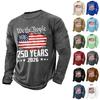 Men's Casual Long Sleeve Shirt Independence Day Graphic Print 250 Years Commemorative Design Soft Fabric Comfortable Fit