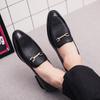 Fashion New Fashion Luxury Men's Black Metal Buckle Casual Dress Leather Shoes Male Wedding Homecoming Prom Footwear Zapatos Hombre