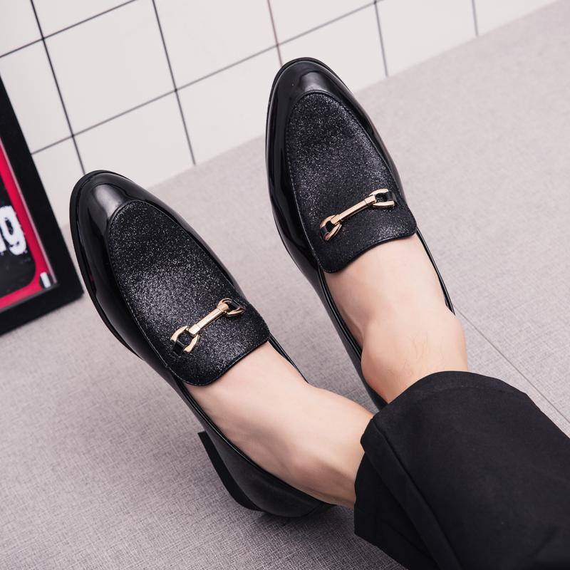 Fashion New Fashion Luxury Men's Black Metal Buckle Casual Dress Leather Shoes Male Wedding Homecoming Prom Footwear Zapatos Hombre