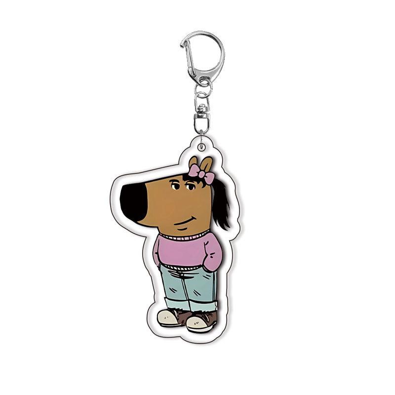 Christmas Cartoon Dog Pattern Acrylic Keychain Fashion Cute Girls Boys Funny Charming Bag Charm Ring Ornament Couples Gifts Toys