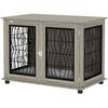 Indoor Dog Crate Furniture End Table with Soft Washable Cushion, Lockable Front Door, for Large Dogs - Grey