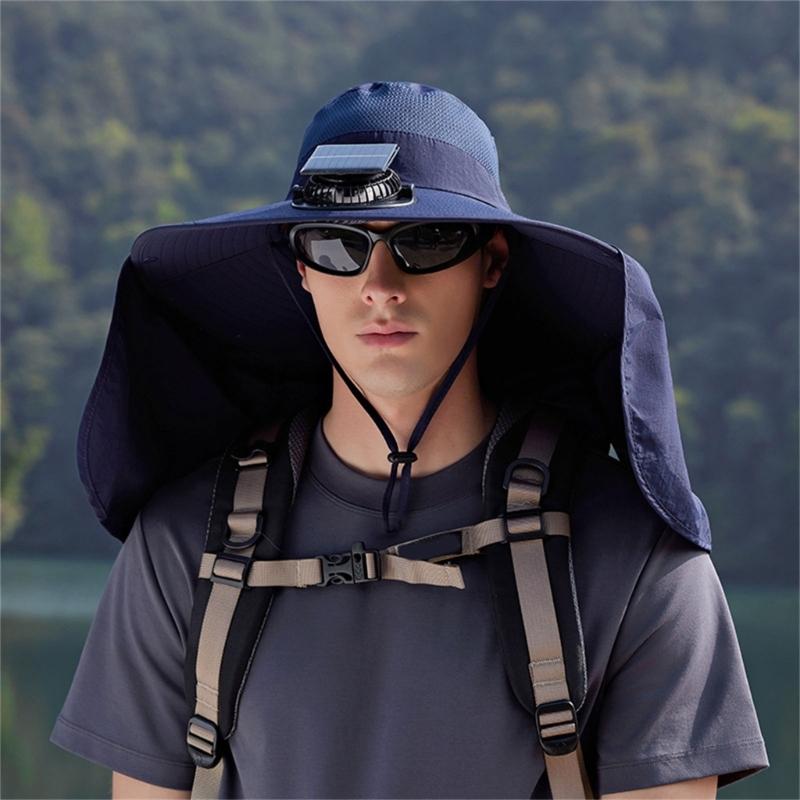 Rechargeable Outdoor Hat Built In Fan Solar Charging Lightweight Breathable Sun Protection For Men Women