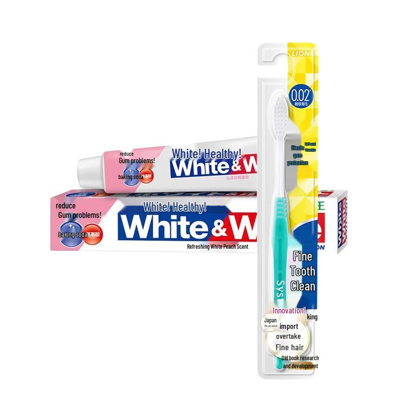 Lion Oral Care Set: Baking Soda Toothpaste & Gum Care Toothbrush