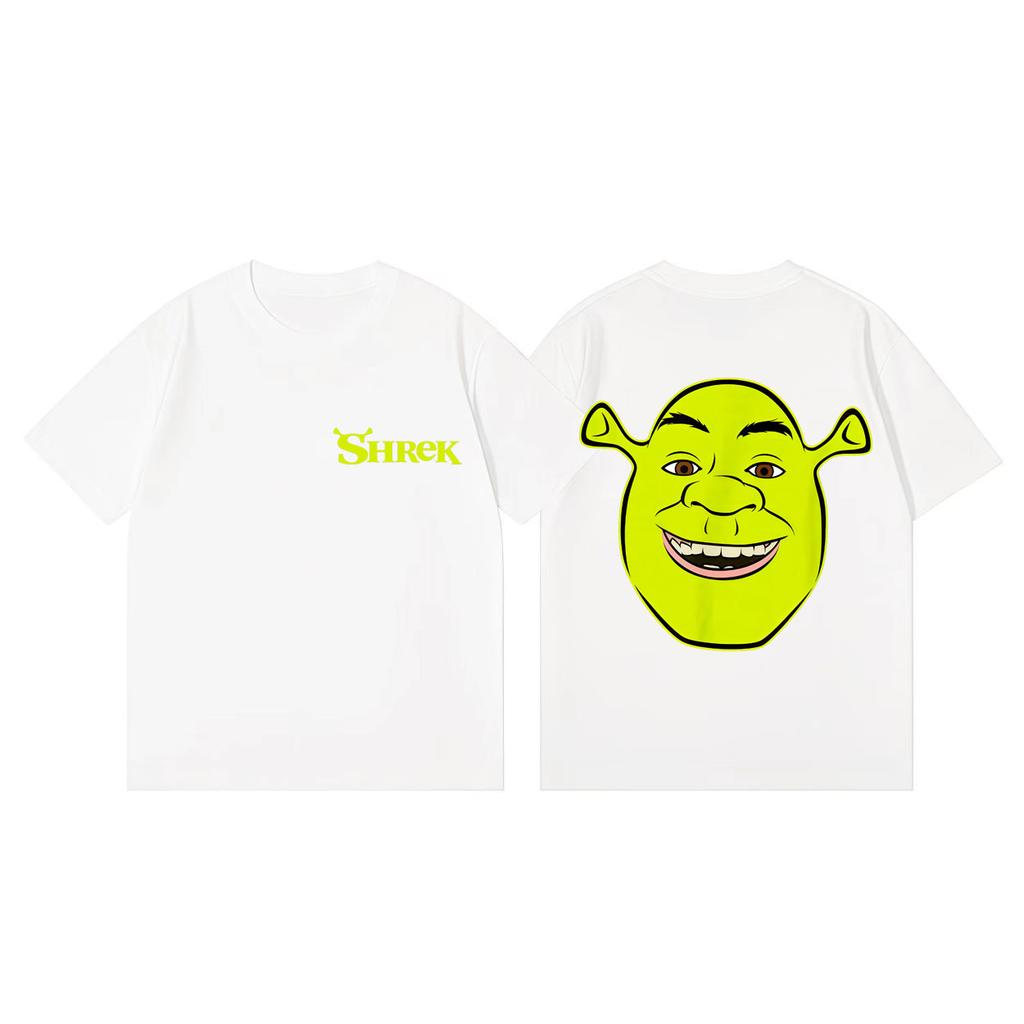 T-shirt Grafiche Divertenti Meme Faccia Grande Sorridente di Shrek Unisex Abbigliamento Donna Harajuku Magliette a Fumetti Estive Casual Ampie Magliette in Cotone